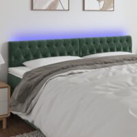 Sengegavl Med LED-Lys Velour – Mørkegrøn / 200 x 7 x 78/88 cm