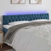Sengegavl Med LED-Lys Velour – Mørkeblå / 200 x 7 x 78/88 cm