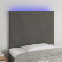 Sengegavl Med LED-Lys Velour – Mørkegrå / 90 x 5 x 118/128 cm