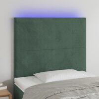 Sengegavl Med LED-Lys Velour – Mørkegrøn / 90 x 5 x 118/128 cm