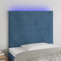 Sengegavl Med LED-Lys Velour – Mørkeblå / 90 x 5 x 118/128 cm