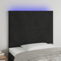 Sengegavl Med LED-Lys Velour – Sort / 100 x 5 x 118/128 cm