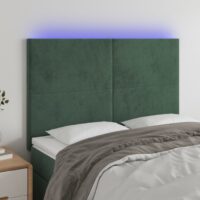 Sengegavl Med LED-Lys Velour – Mørkegrøn / 144 x 5 x 118/128 cm
