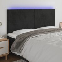 Sengegavl Med LED-Lys Velour – Sort / 160 x 5 x 118/128 cm