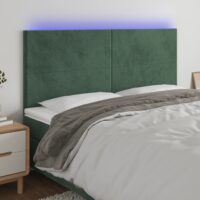 Sengegavl Med LED-Lys Velour – Mørkegrøn / 160 x 5 x 118/128 cm