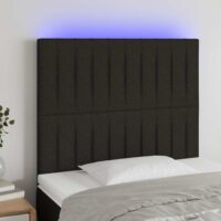 Sengegavl Med LED-lys Stof – Sort / 80 X 5 x 118/128 cm