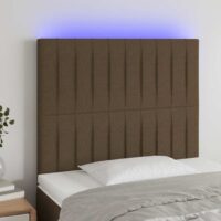 Sengegavl Med LED-lys Stof – Mørkebrun / 80 X 5 x 118/128 cm