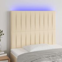 Sengegavl Med LED-lys Stof – Creme / 90 X 5 x 118/128 cm