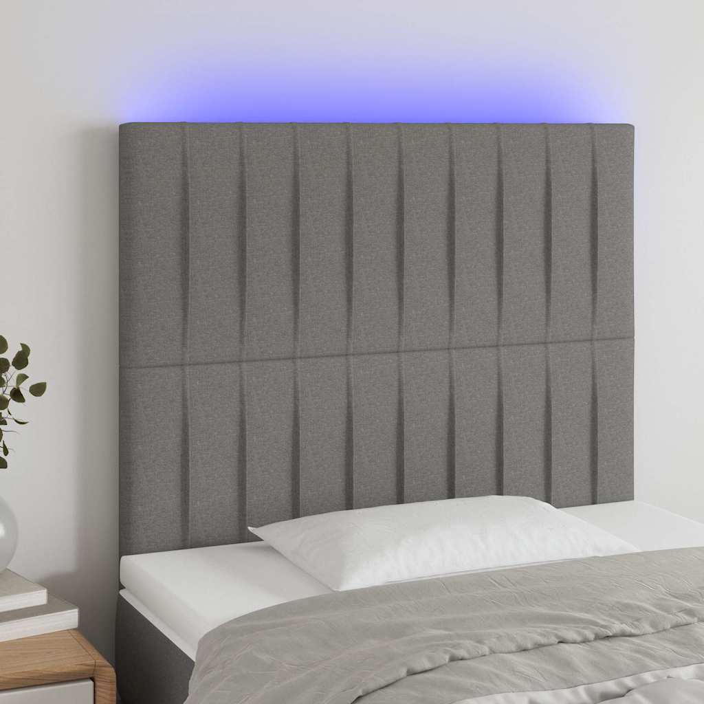 Sengegavl Med LED-lys Stof - Mørkegrå / 100 X 5 x 118/128 cm