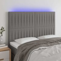 Sengegavl Med LED-lys Stof – Mørkegrå / 144 X 5 x 118/128 cm