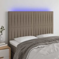 Sengegavl Med LED-lys Stof – Gråbrun / 144 X 5 x 118/128 cm
