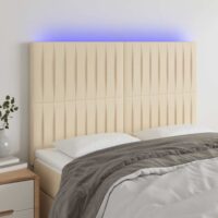 Sengegavl Med LED-lys Stof – Creme / 144 X 5 x 118/128 cm