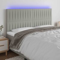 Sengegavl Med LED-lys Stof – Lysegrå / 160 X 5 x 118/128 cm