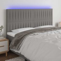 Sengegavl Med LED-lys Stof – Mørkegrå / 200 X 5 x 118/128 cm