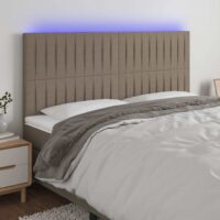 Sengegavl Med LED-lys Stof – Gråbrun / 200 X 5 x 118/128 cm