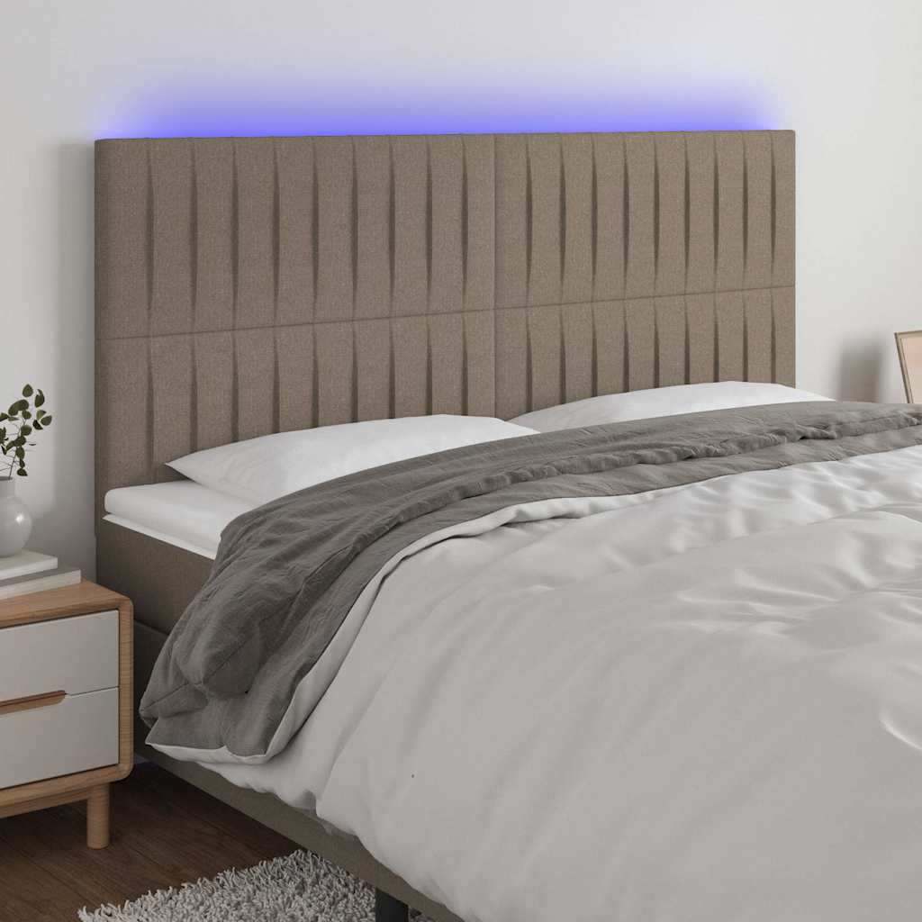 Sengegavl Med LED-lys Stof - Gråbrun / 200 X 5 x 118/128 cm