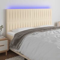 Sengegavl Med LED-lys Stof – Creme / 200 X 5 x 118/128 cm