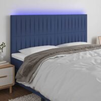 Sengegavl Med LED-lys Stof – Blå / 200 X 5 x 118/128 cm