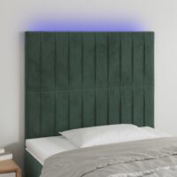 Sengegavl Med LED-Lys Velour – Mørkegrøn / 80 x 5 x 118/128 cm