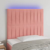 Sengegavl Med LED-Lys Velour – Lyserød / 100 x 5 x 118/128 cm
