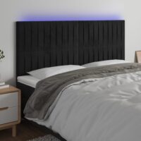 Sengegavl Med LED-Lys Velour – Sort / 160 x 5 x 118/128 cm