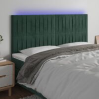 Sengegavl Med LED-Lys Velour – Mørkegrøn / 160 x 5 x 118/128 cm
