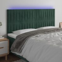 Sengegavl Med LED-Lys Velour – Mørkegrøn / 180 x 5 x 118/128 cm