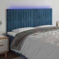 Sengegavl Med LED-Lys Velour – Mørkeblå / 180 x 5 x 118/128 cm