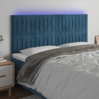 Sengegavl Med LED-Lys Velour – Mørkeblå / 200 x 5 x 118/128 cm