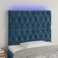 Sengegavl Med LED-Lys Velour – Mørkeblå / 100 x 7 x 118/128 cm