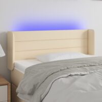 Sengegavl Med LED-Lys Stof – Creme / 93 x 16 x 78/88 cm