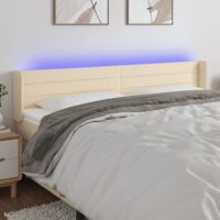 Sengegavl Med LED-Lys Stof – Creme / 183 x 16 x 78/88 cm