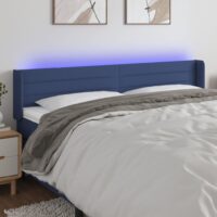 Sengegavl Med LED-Lys Stof – Blå / 183 x 16 x 78/88 cm