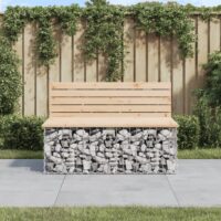 Havebænk Med Gabiondesign Massivt Fyrretræ – Fyrretræ naturlig / 103 x 70 x 65 cm
