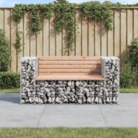Havebænk Med Gabiondesign Massivt Fyrretræ – Douglasgran naturlig / 143 x 71 x 65.5 cm