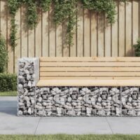Havebænk Med Gabiondesign Massivt Fyrretræ – Fyrretræ naturlig / 122 x 71 x 65.5 cm