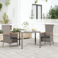 Havestole Med Hynder Polyrattan – 2 / Grå