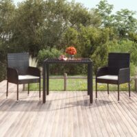 Havestole Med Hynder Polyrattan – 2 / Sort