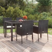 Havestole Med Hynder Polyrattan – 4 / Sort