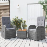 Loungesæt Til Haven 3 Dele Polyrattan Og Akacietræ – 2x stol bord
