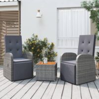 Loungesæt Til Haven 3 Dele Polyrattan Og Akacietræ – 2x lænestol bord