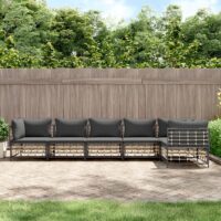 Loungesæt Til Haven 4 Dele Med Hynder Polyrattan – Mørkegrå / 3x hjørnedel 3x midterdel