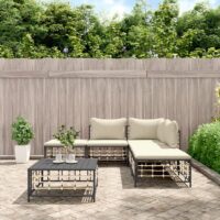 Loungesæt Til Haven 4 Dele Med Hynder Polyrattan – Beige / hjørnedel 2x midterdel 2x fodskammel bord