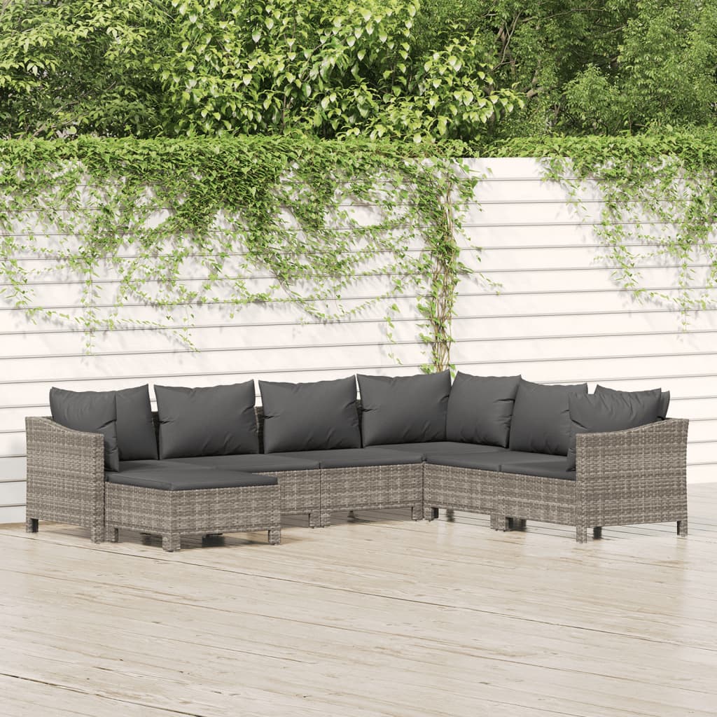 Loungesæt Til Haven 9 Dele Med Hynder Polyrattan - 2x lænestol hjørnedel 3x midterdel fodskammel