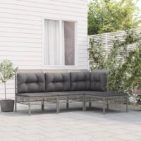 Loungesæt Til Haven 4 Dele Med Hynder Polyrattan – hjørnedel 2x midterdel fodskammel