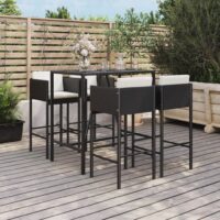 Barsæt Til Haven 7 Dele Med Hynder Polyrattan – 4 / Sort