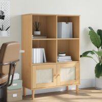 Skænk Senja 90x35x130 Rattanlook Massivt Fyrretræ – Brun