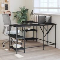 Skrivebord 139x139x75 Cm Konstrueret Træ - Sort