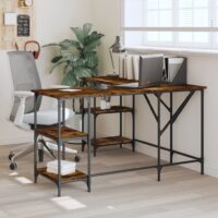 Skrivebord 139x139x75 Cm Konstrueret Træ – Røget eg