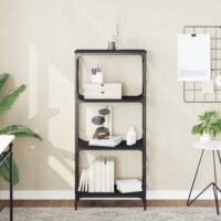 Bogreol 5 Hylder Konstrueret Træ - Sort / 132 cm